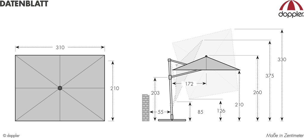 Doppler ACTIVE 310 x 210 cm jasnoszara