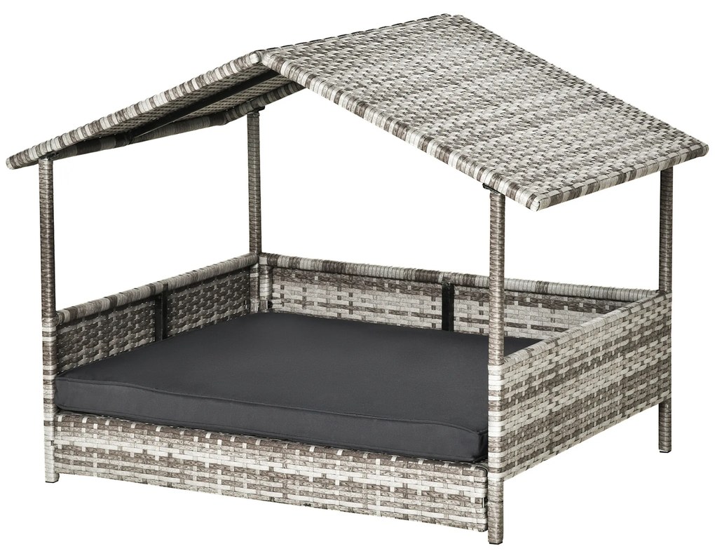 PawHut Domek dla psa szary odporny na warunki pogodowe z zdejmowanym poszyciem | Aosom PL