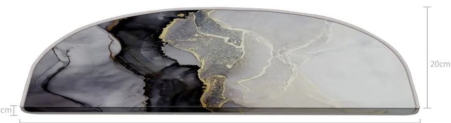 Czarno-białe dywaniki na schody zestaw 16 szt. 20x65 cm Golden Marble – Vitaus
