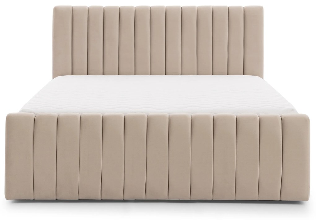 Łóżko tapicerowane Nicole 140x200 z pojemnikiem - beżowy welur Velluto 2
