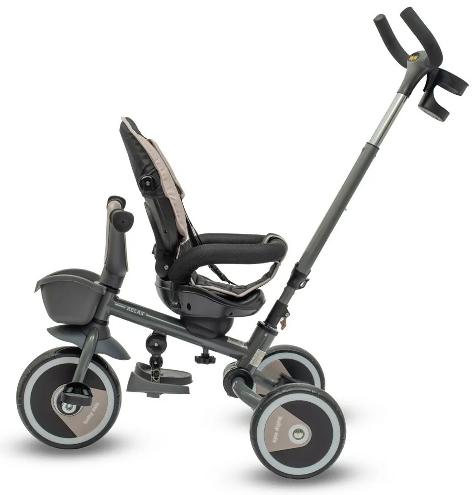 Baby Mix Dziecięcy rowerek trójkołowy 5w1 Relax 365°, beżowy