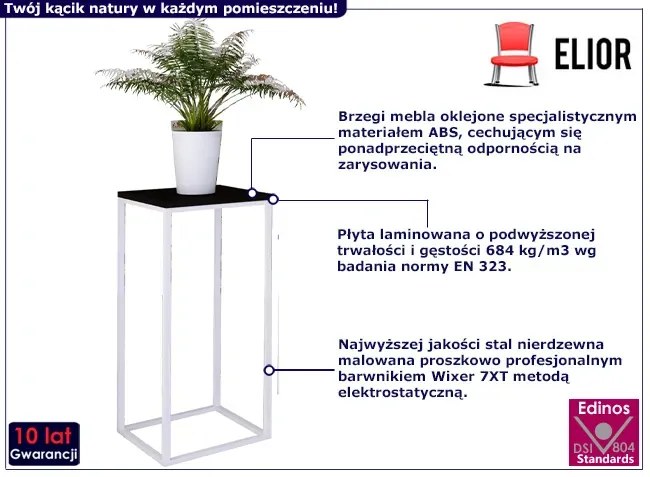 Stojący kwietnik z metalowym stelażem biały + czarny M3-F73