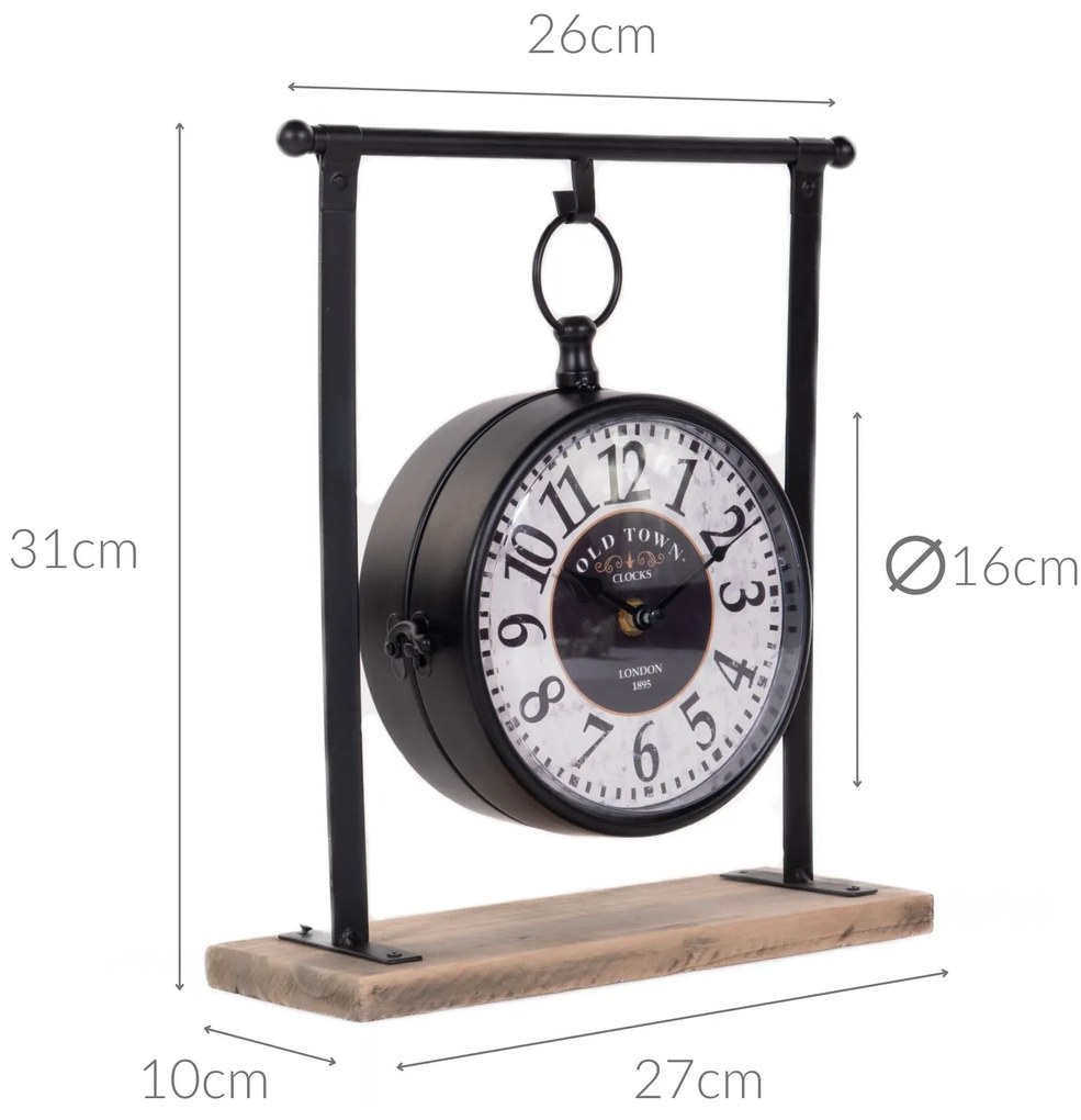 Zegar wiszący na drewnianej podstawie, 32 cm