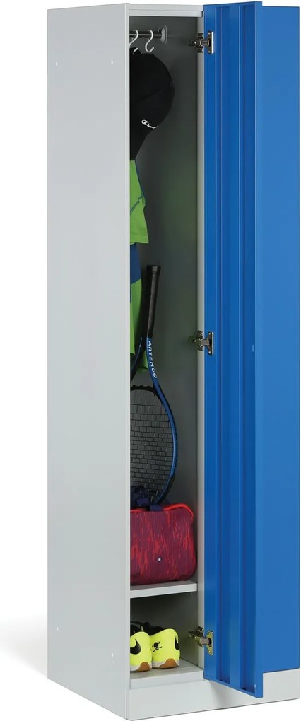 Szafka ubraniowa S1 wąska, 2-drzwiowa, 1850 x 500 x 500 mm, demontaż, zamek cylindryczny, drzwi ciemnoszare