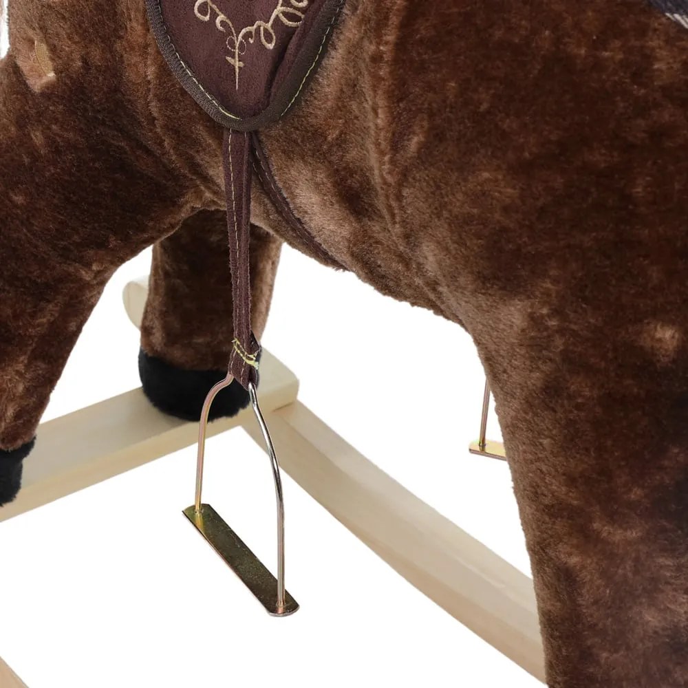 Brązowy koń na biegunach z efektem dźwiękowym Spielwerk