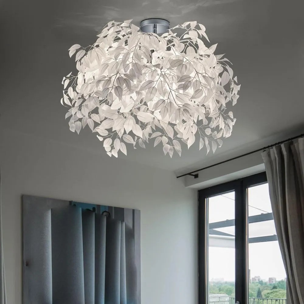 Biała lampa wisząca Reality Pendant Leavy, wys. 73 cm