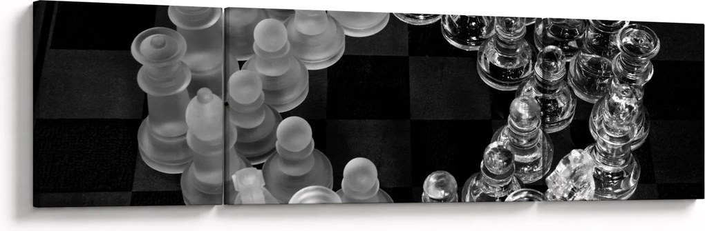 Obraz - czarno - białe szachy (170x50 cm)
