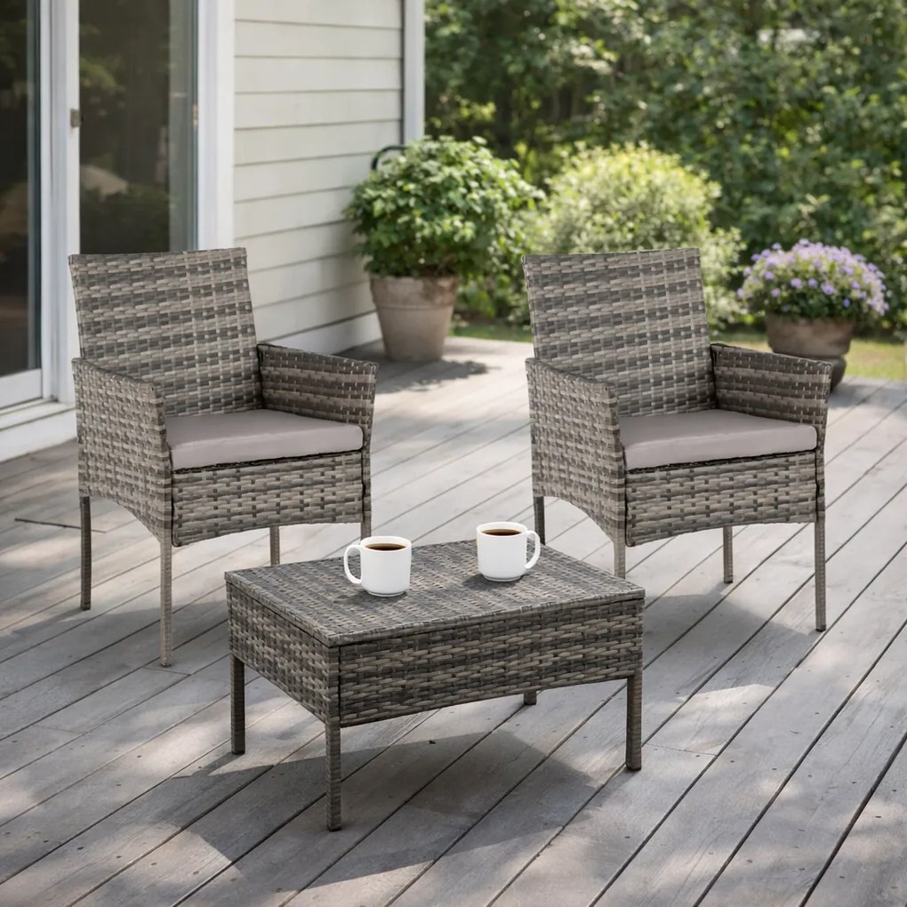 Krzesła ogrodowe Selto zestaw 2 szt. technorattan, szare, z poduszkami