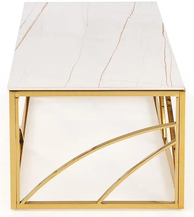 Złota ława glamour z blatem bialy marmur S5-D63