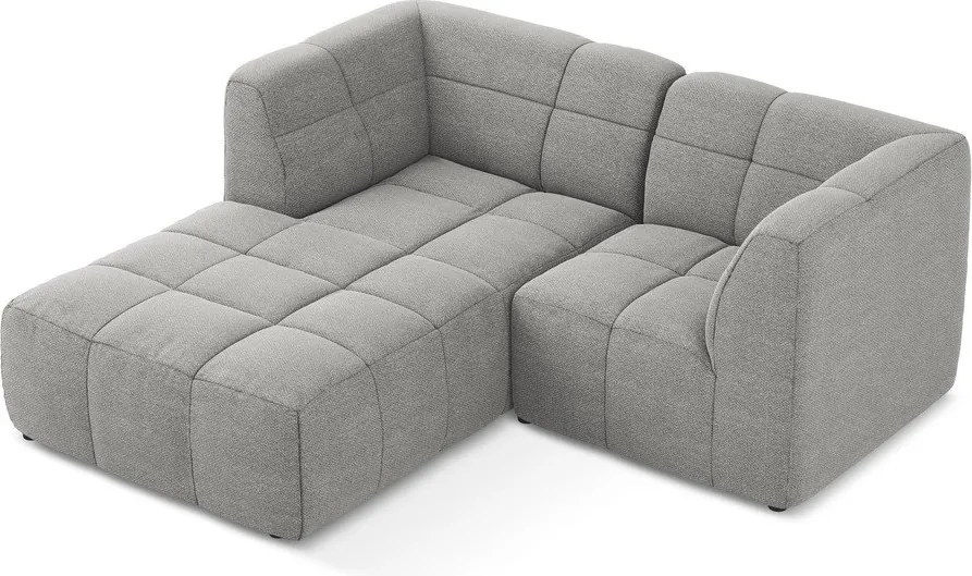 Szary narożnik z materiału bouclé (lewostronny/z szezlongiem) Aloha – Makamii