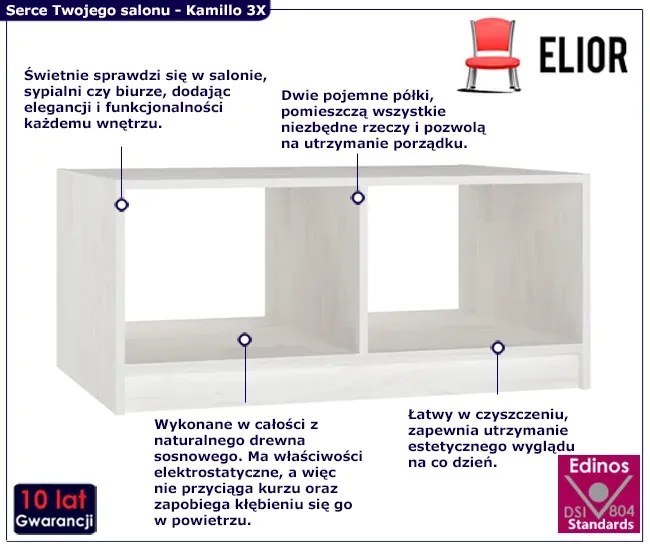 Biały niski stolik kawowy - Kamillo 3X