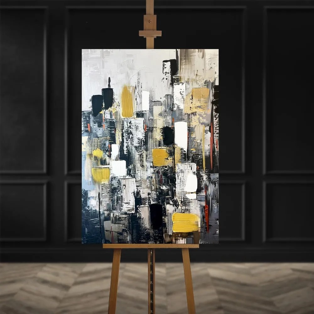 Obraz z ręcznie malowanymi elementami 70x100 cm Cityscape – Styler