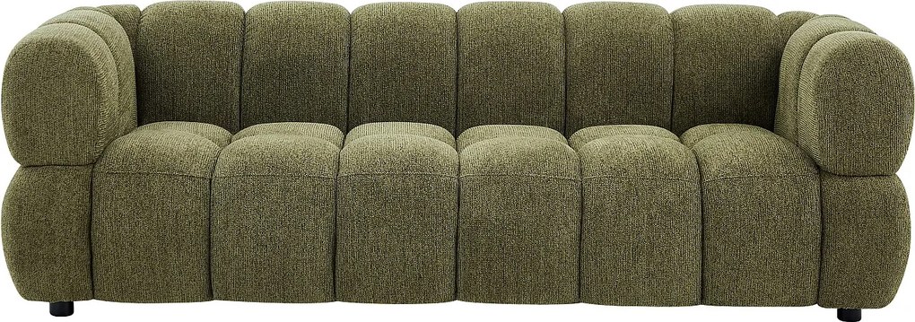 Kanapa 3-osobowa z teksturowanej tkaniny w kolorze khaki PAVIRA