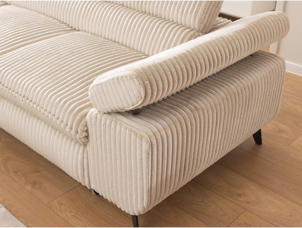 Beżowy sztruksowy narożnik (lewostronny/w kształcie litery L) Marbeya – Ropez