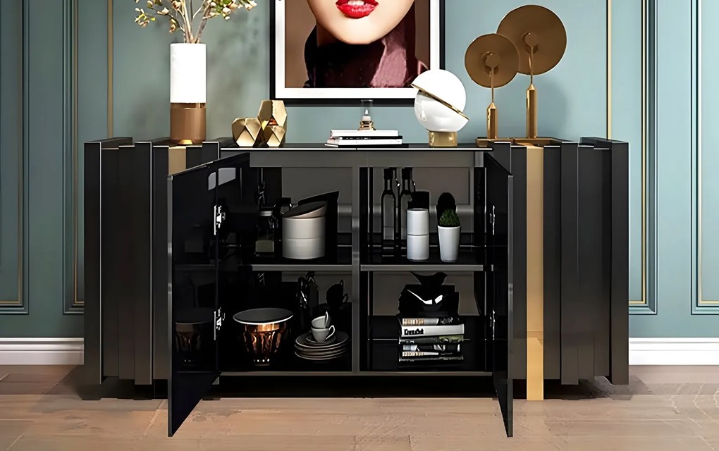 Designerska komoda dwudrzwiowa Stilig ST023B, czarna