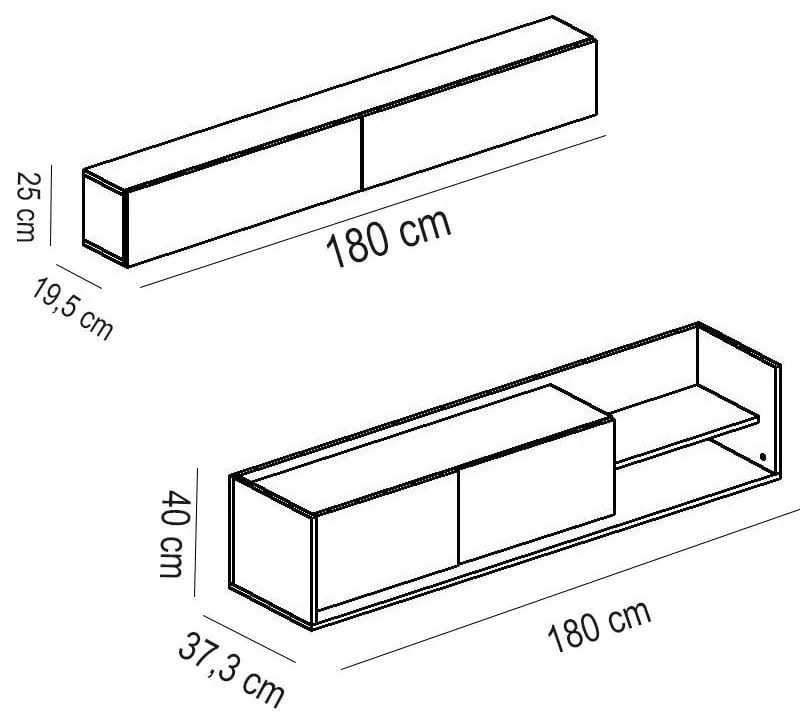 Biały zestaw pod TV w dekorze egzotycznego drewna 180x40 cm Kale – Kalune Design