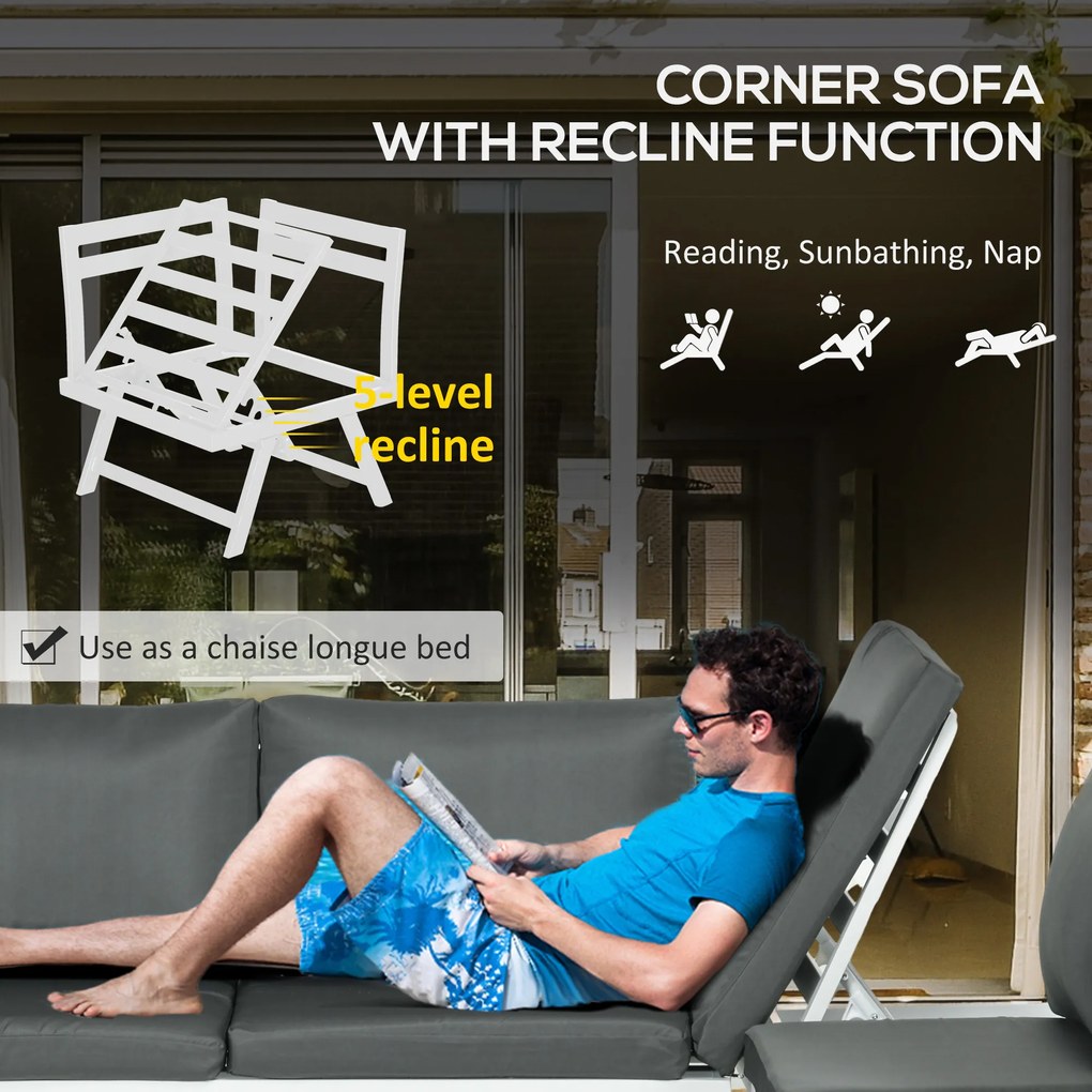 Outsunny Zestaw mebli ogrodowych Loungemöbel-Set 4-częściowy, 115 cm x 61 cm x 65 cm, Szary + Biały