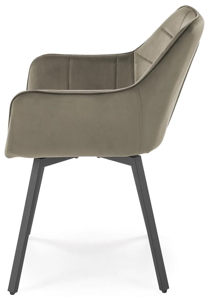 Krzesło do jadalni obrotowe z podłokietnikami beżowe welurowe K588