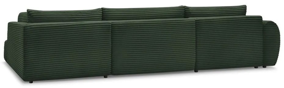 Ciemnozielony sztruksowy rozkładany/ze schowkiem narożnik (prawostronny/w kształcie litery U) Lucien – Bobochic Paris
