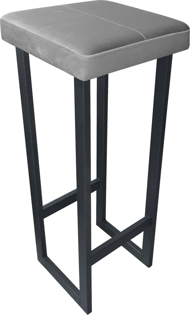 Hoker ALEX krzesło barowe tkanina Welur podstawa metalowa : Kolor Stelaża - Grafit, Kolor tkaniny - VELVET - MG17, Wysokość - 90 cm