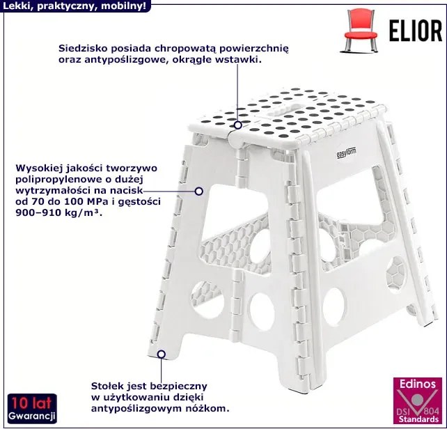 Rozkładany Antypoślizgowy Biały Stopień Kuchenny N3-G95