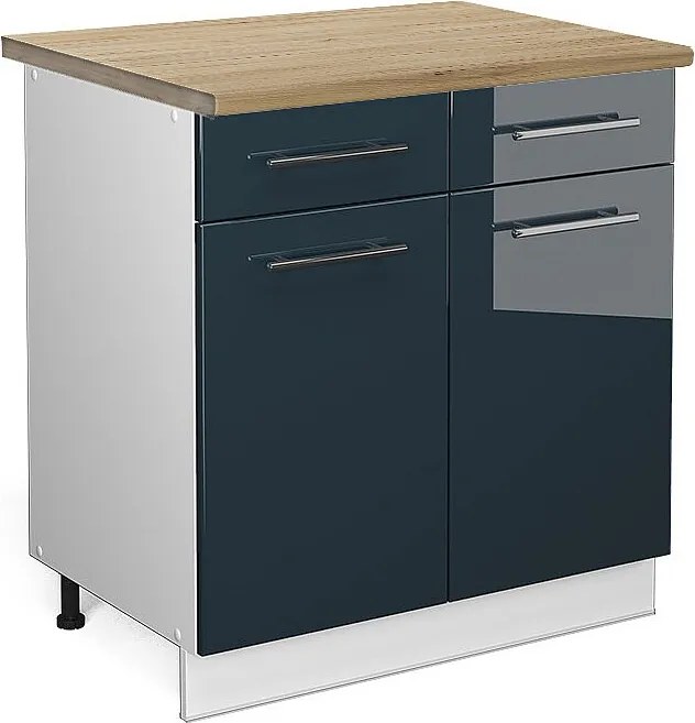 Szafka dolna do kuchni ciemnoniebieski wysoki połysk 80x60x82 fame-line