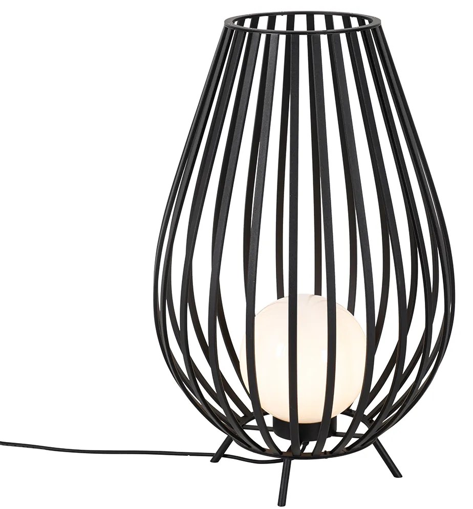 Zestaw lamp podłogowych czarnych z opalizującym szkłem 110 cm i 70 cm - AngelaDesignerski Oswietlenie wewnetrzne