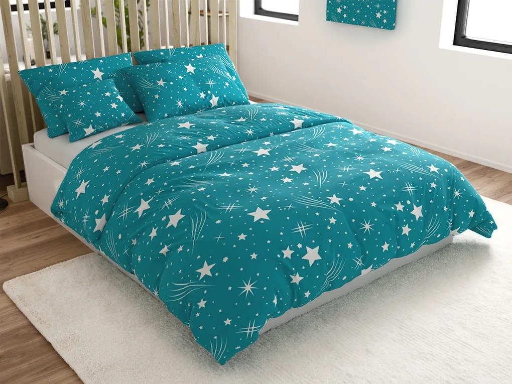 PrzytulneMieszkanie.pl PrzytulneMieszkanie.pl Pościel z mikrofibry NOČNÍ OBLOHA turkusowe Rozmiar pościeli: 70 x 90 cm | 140 x 220 cm