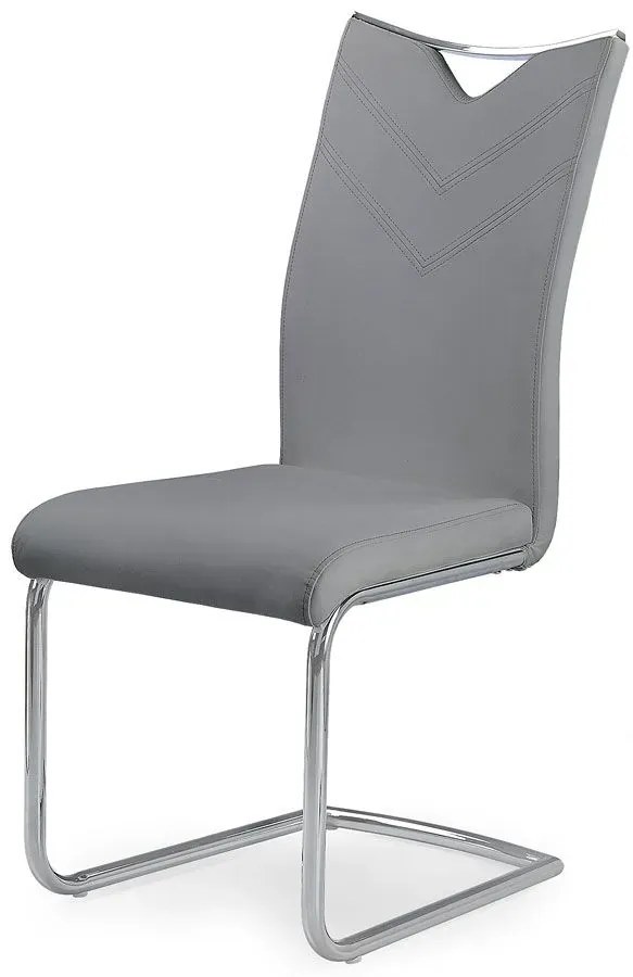 Popielate minimalistyczne metalowe krzesło na płozach T1-S72