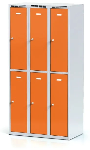 Alfa 3 Metalowa szafka skrytkowa, 6 schowków, 1800 x 900 x 500 mm, zamek obrotowy, drzwi pomarańczowe