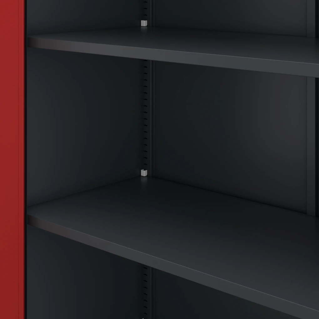 Biurowa szafa metalowa na akta JAN, 900 x 1850 x 400 mm, antracytowo-czerwona