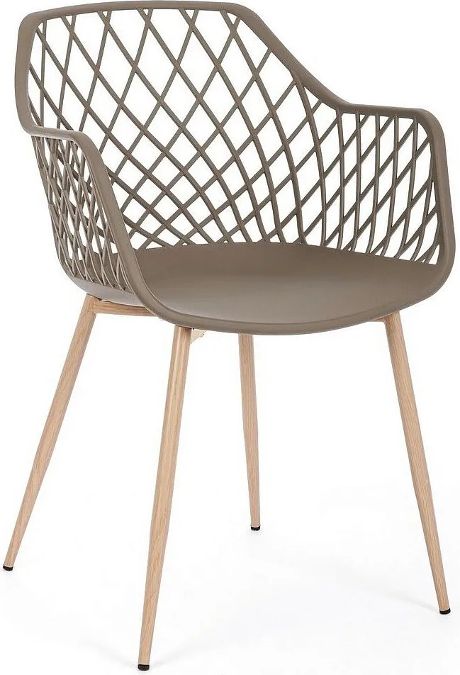 Zestaw 4 krzeseł z polipropylenu w kolorze gołębiej szarości z metalowymi nogami - OPTIK