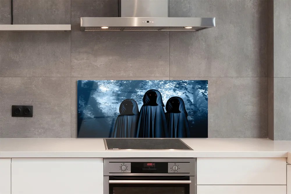 Szklany Panel Mroczny Las i Straszne Postacie