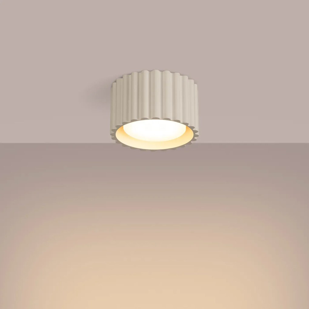 Plafon AURA 1 beżowy GX53 ryflowany SOLLUX LIGHTING