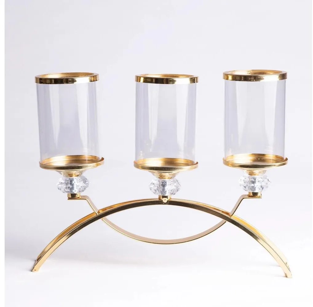 Świecznik GLAMOUR złoty/przezroczysty