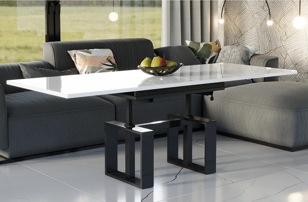 Ława rozkładana podnoszona EMPOLI 110(170)x65 biały połysk