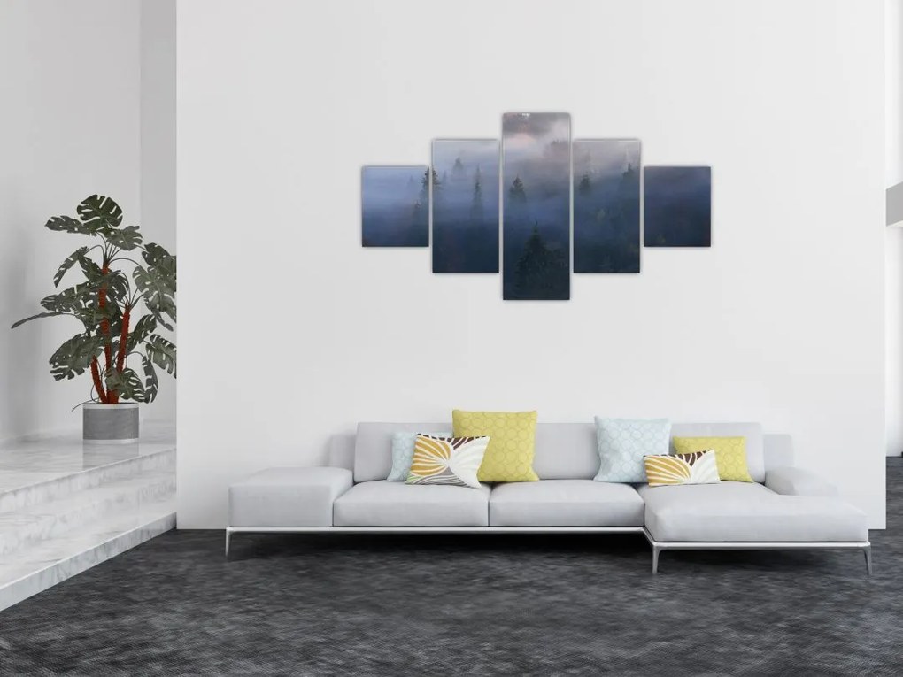 Obraz - Las we mgle, Karpaty, Ukraina (125x70 cm)