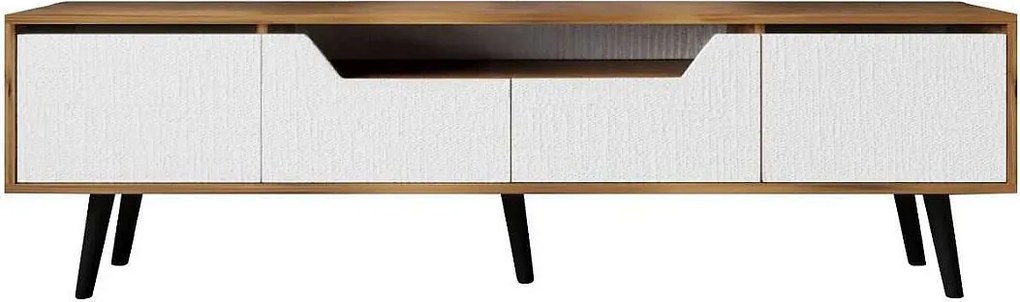 Stojak pod TV – 180 cm – Orzech i biel – Płyta wiórowa z melaminą