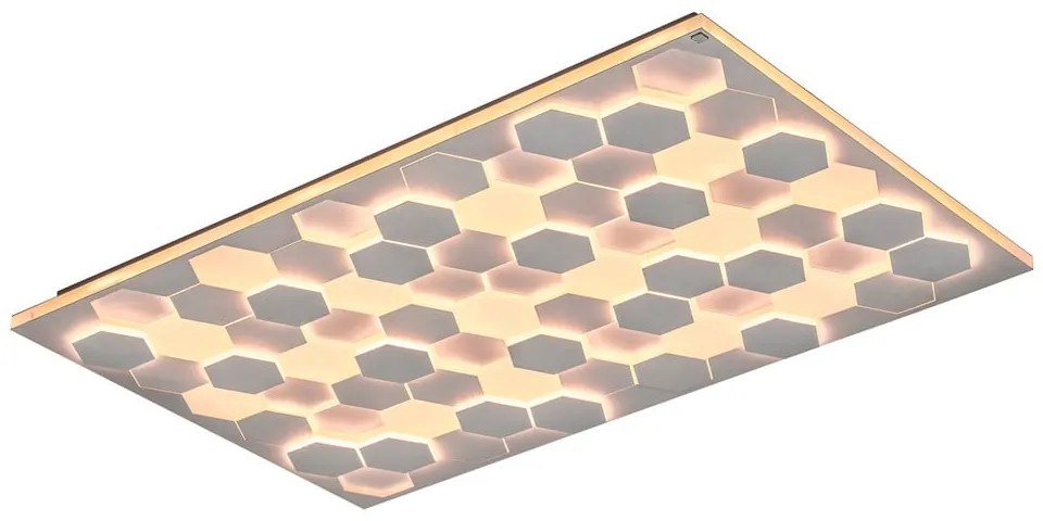 Biała lampa sufitowa LED ze sterowaniem głosowym/mobilną aplikacją i metalowym kloszem 70x115 cm Cifavo – CINQUE