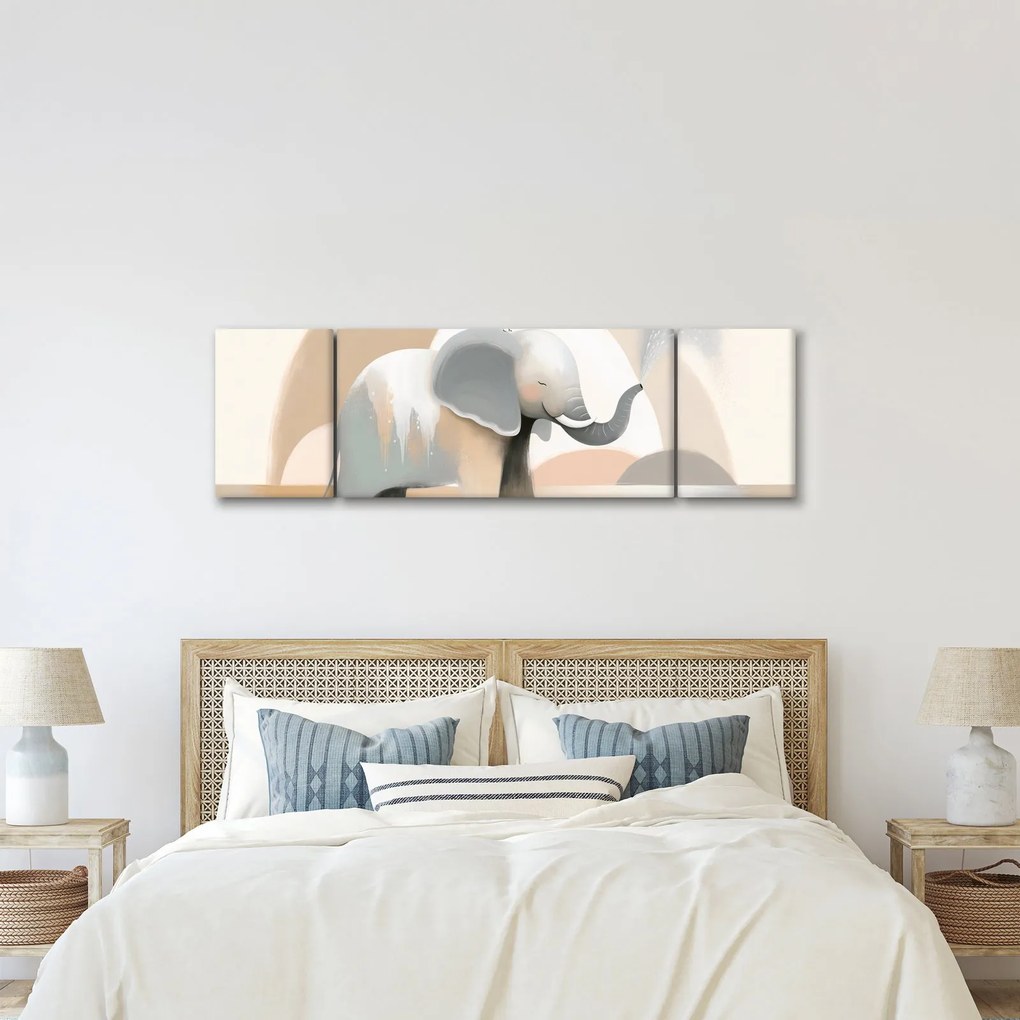 Obraz - Słoń w pastelowych kolorach (170x50 cm)