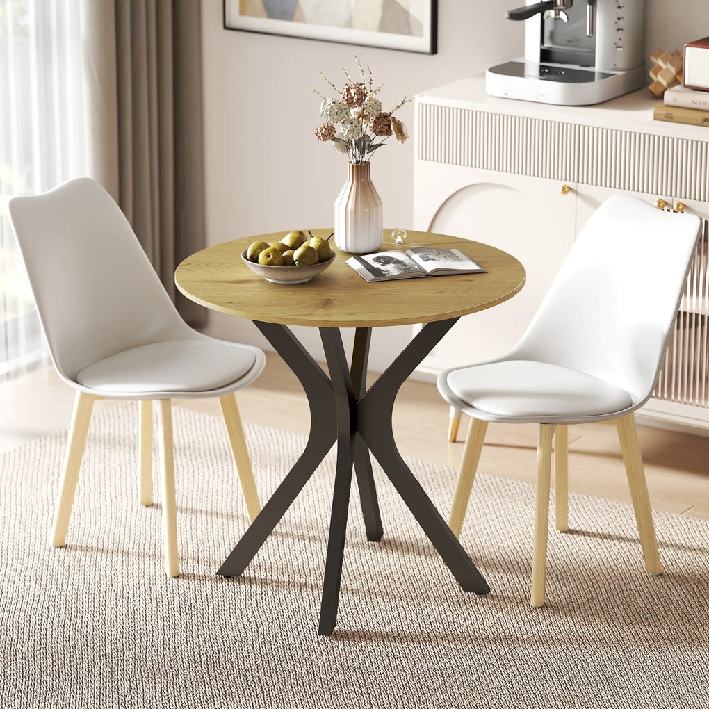 HOMCOM Stół do jadalni Stół kuchenny Okrągły stół, Nowoczesny design, 78 cm x 78 cm x 75 cm, Naturalne drewno