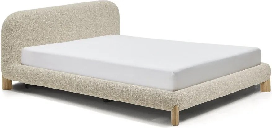 Beżowe tapicerowane łóżko dwuosobowe bez stelaża 160x200 cm Odina – Kave Home