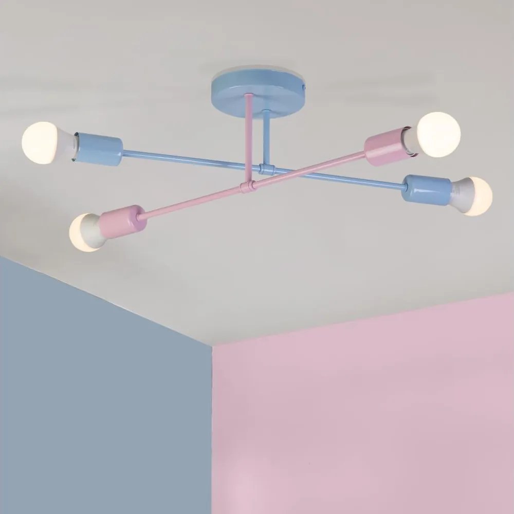 Przysufitowy żyrandol CAMBRIDGE 4xE27/15W/230V niebieski/różowy
