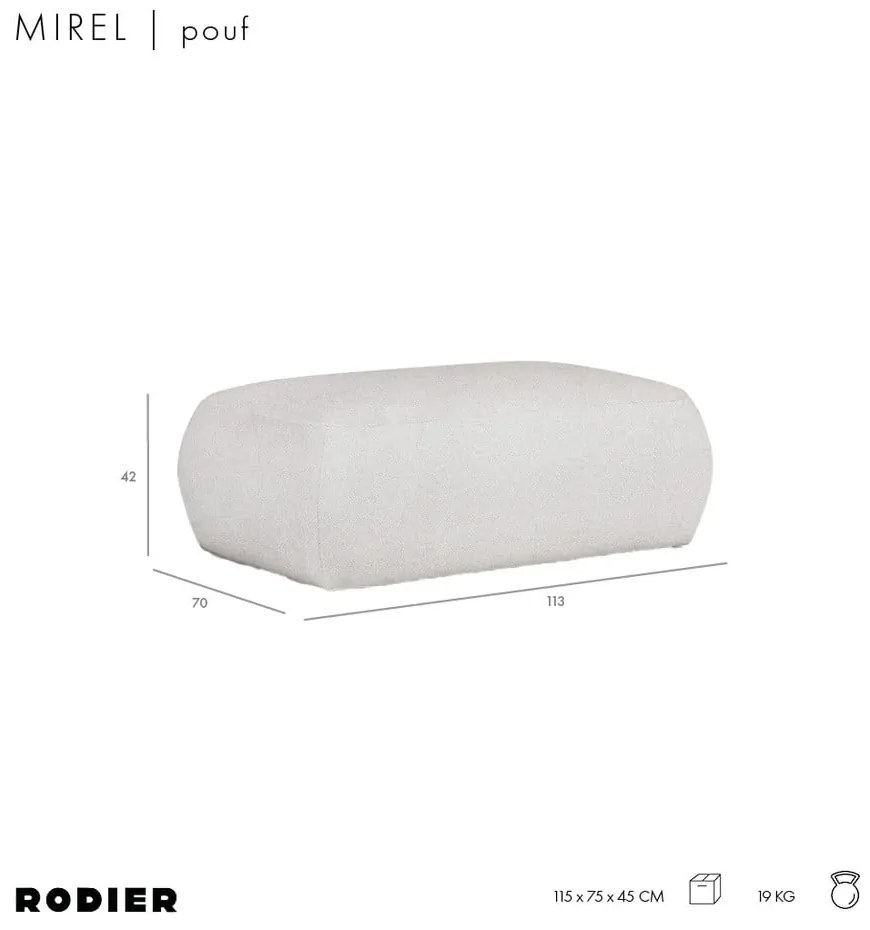 Jasnoszary podnóżek z materiału bouclé Mirel – Rodier