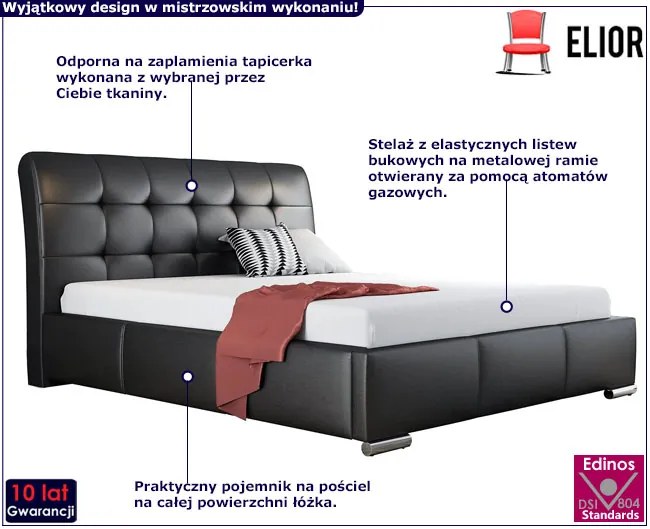 Łóżko z pikowanym zagłówkiem i pojemnikiem Tibis 2X 120x200 - 44 kolory