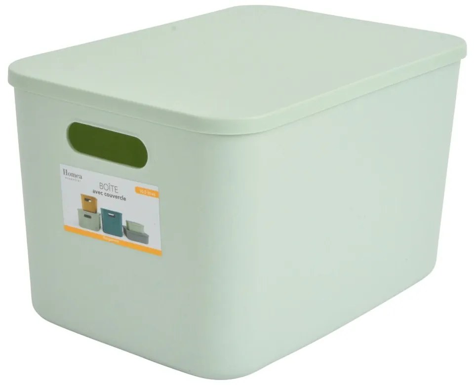 Jasnozielony plastikowy pojemnik z pokrywką 35,5x25,5x23 cm – Homéa