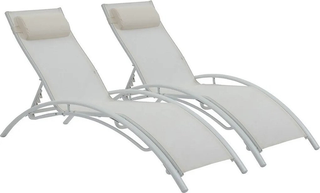 Leżaki aluminiowe "Beauty" - Phoenix - Ecru - Zestaw 2 szt.