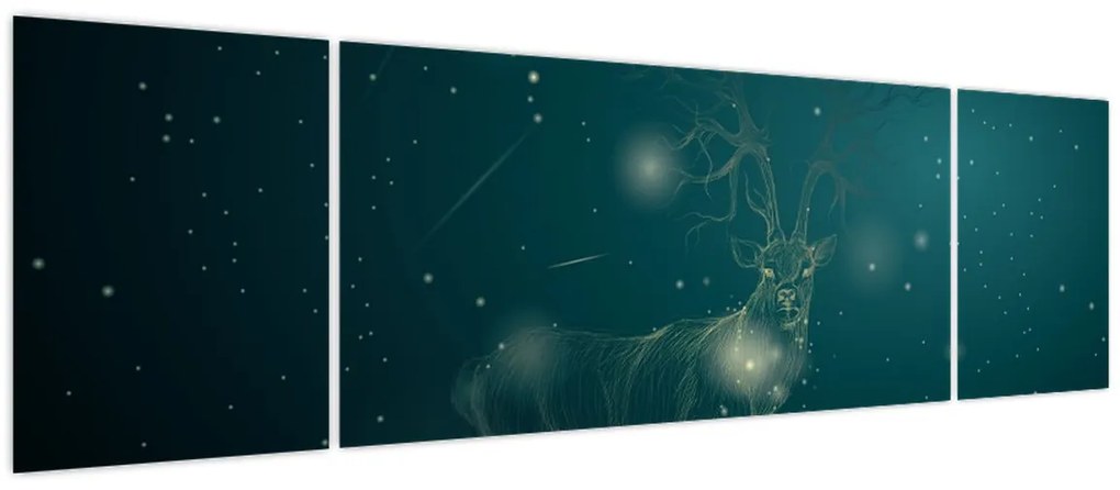 Obraz - Magiczny jeleń w nocy (170x50 cm)