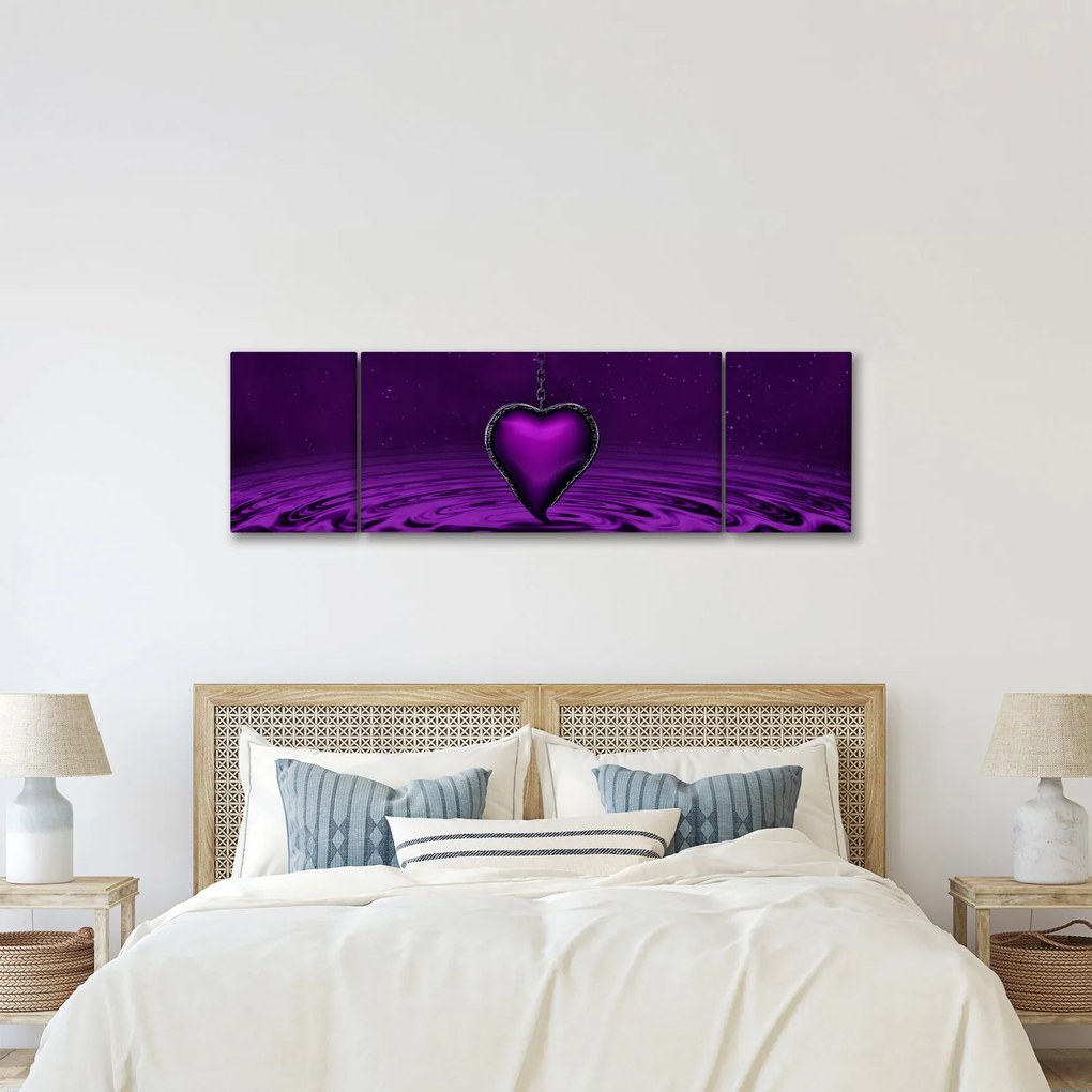 Obraz fioletowego serca (170x50 cm)