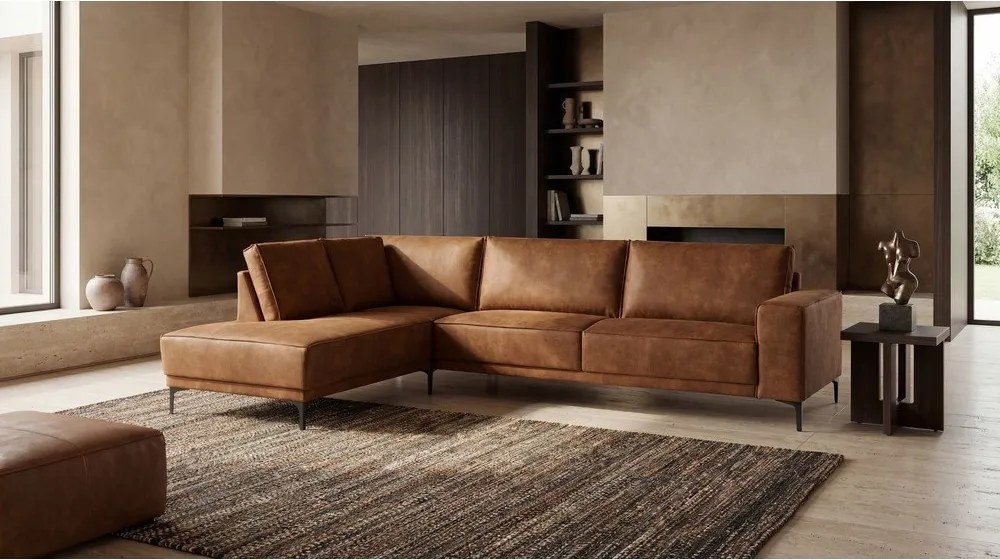 Koniakowy narożnik z imitacji skóry (lewostronny) Copenhagen – Scandic